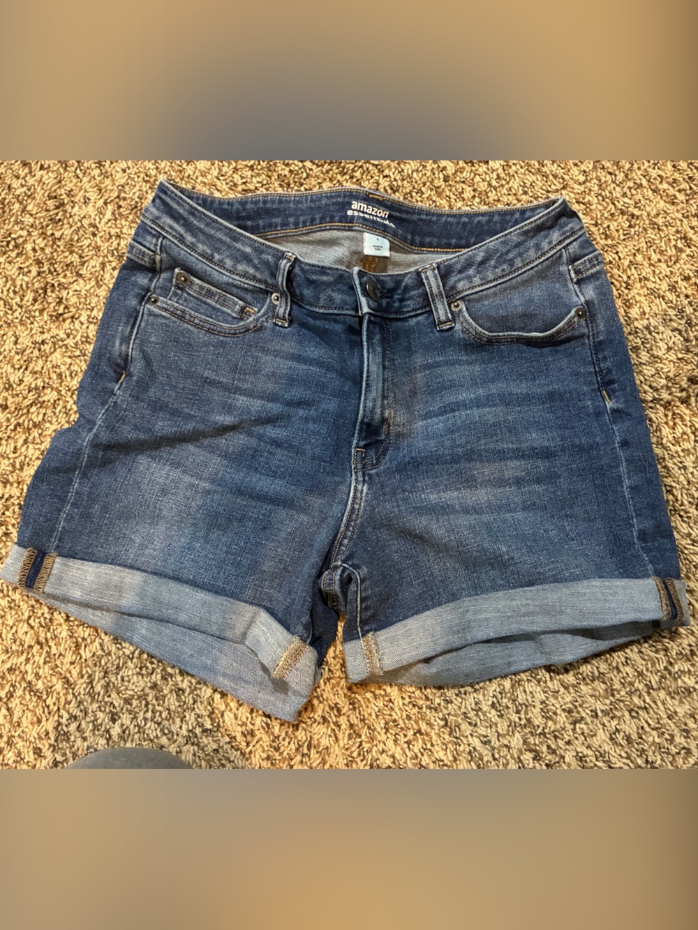 Amazon Essentials Medium Wash Cuffed Denim Shorts